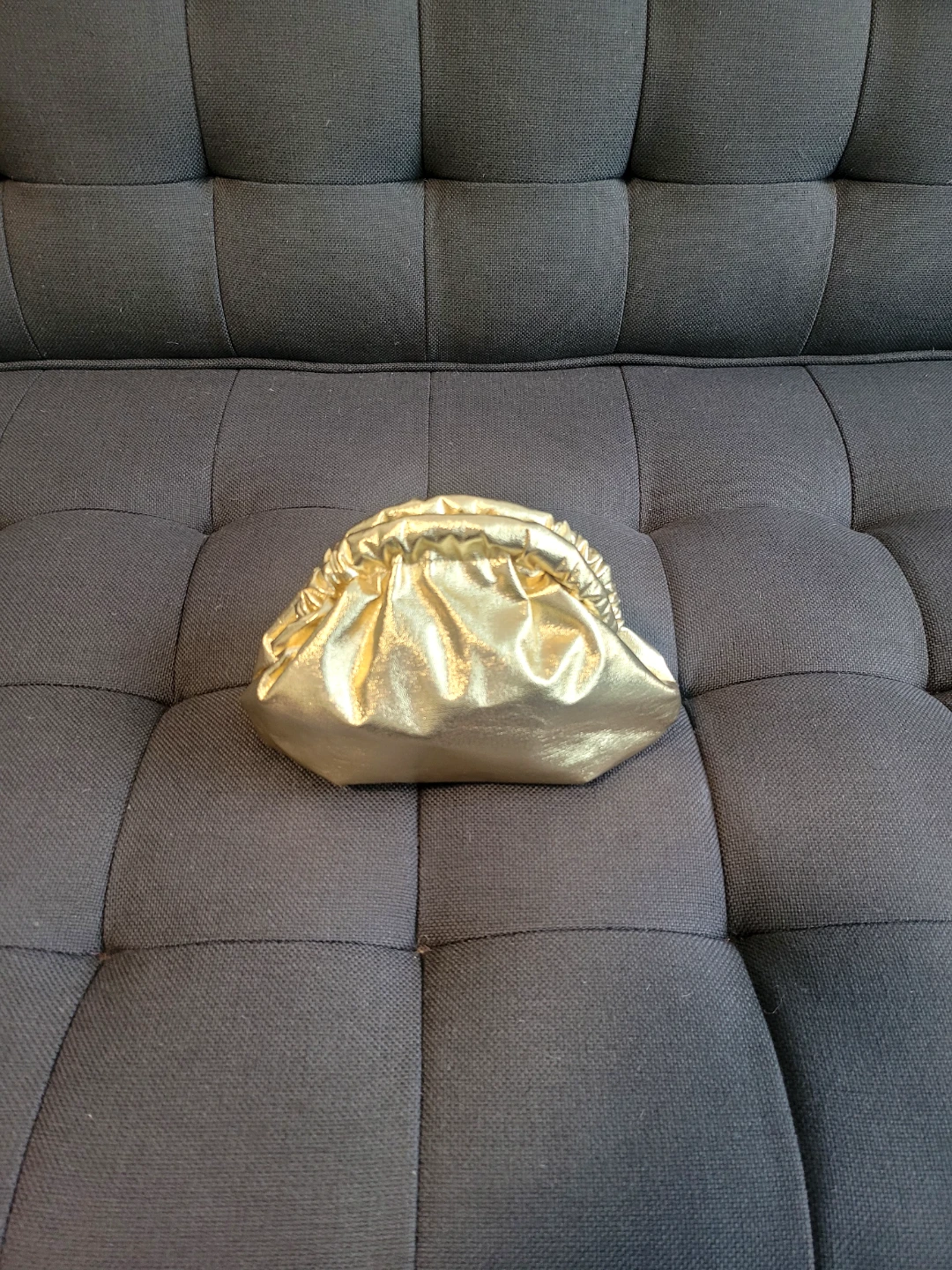 Gold Metallic Clutch Bag with Strap