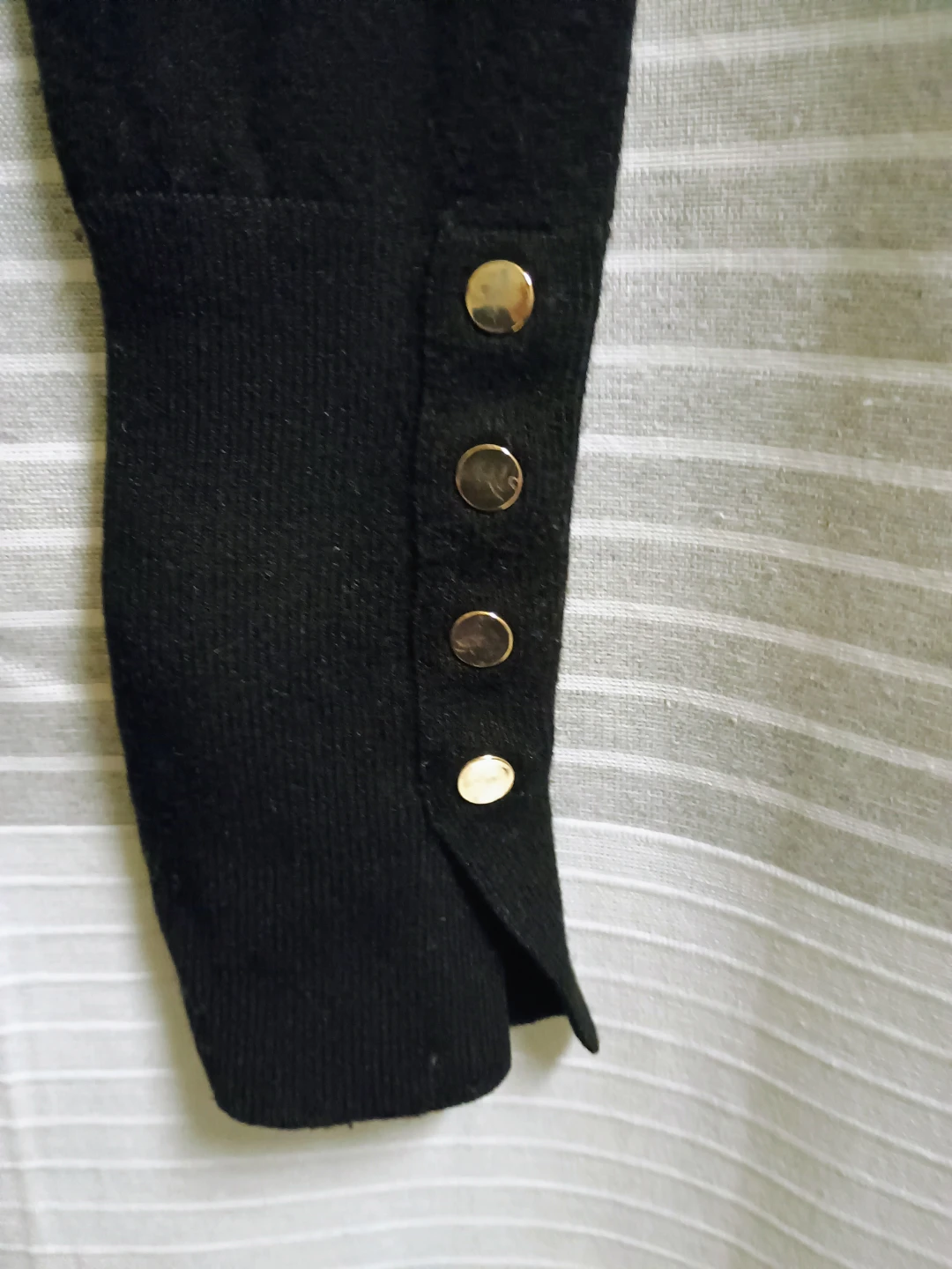 Black Turtleneck Sweater with 5 Gold Button Cuffs - photo 2