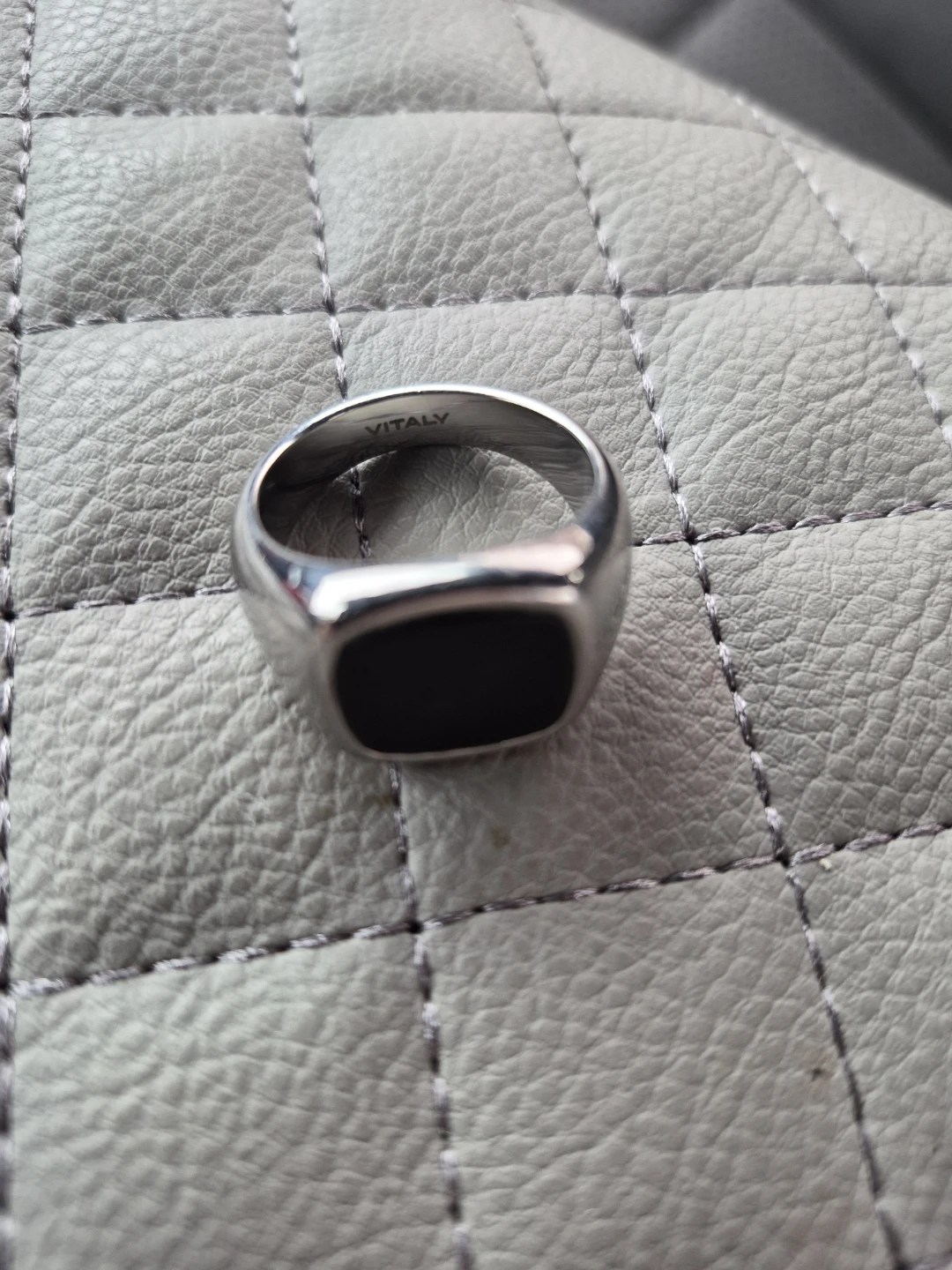 Vitaly Signet Ring with Black Stone size 10.5