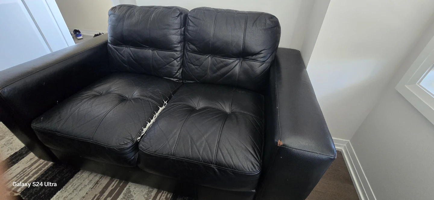 Black Faux Leather Loveseat Sofa