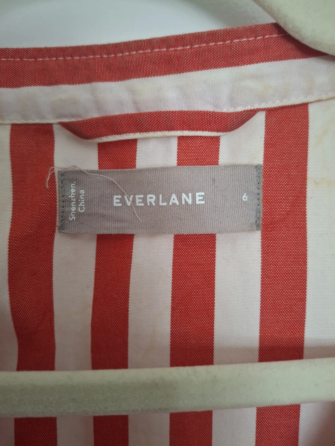 Everlane Red & White Striped Shirt Dress Size 6 - photo 2