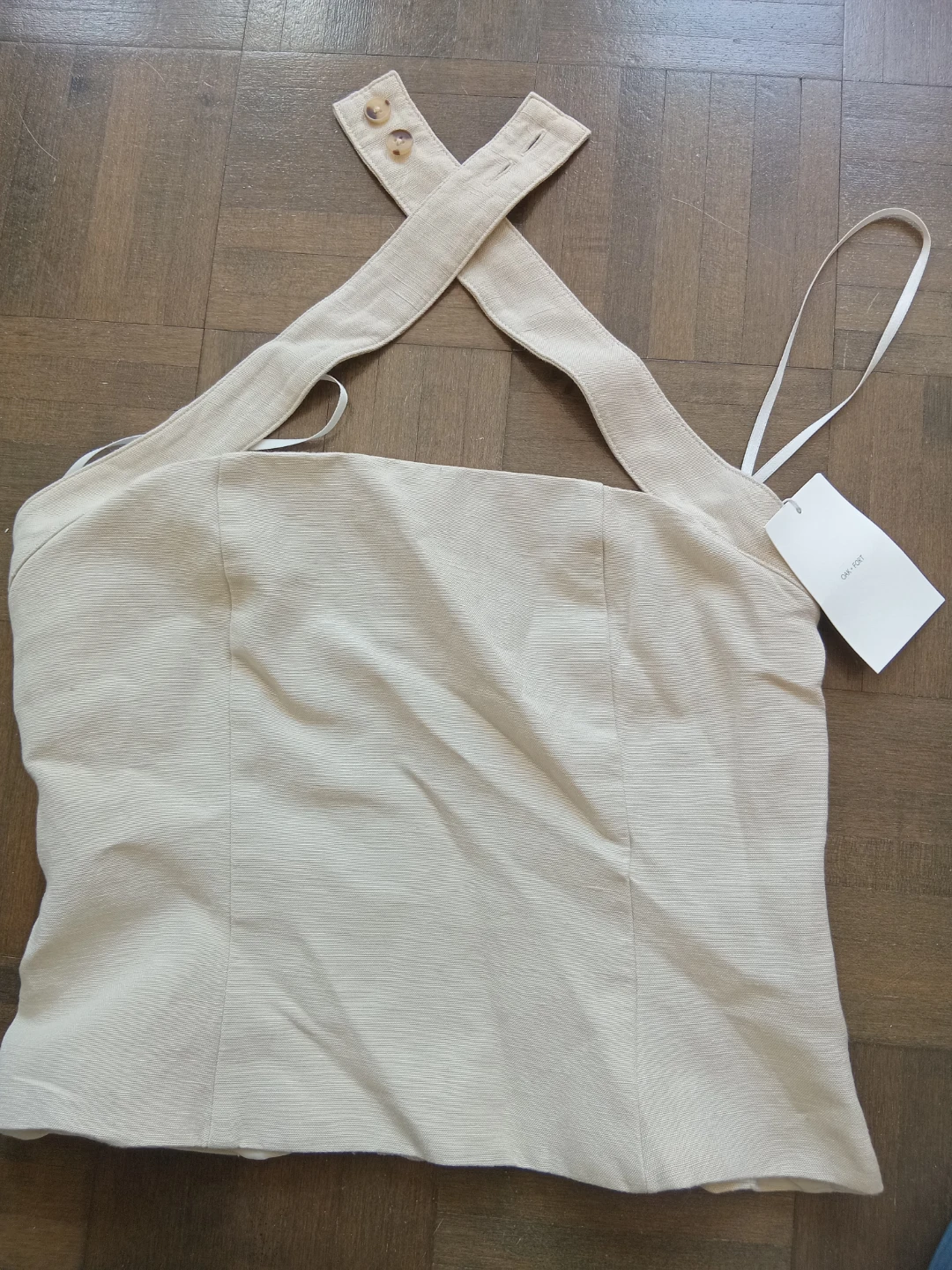 OAK + FORT Cream Linen Blend Halter Top - Size M - photo 3