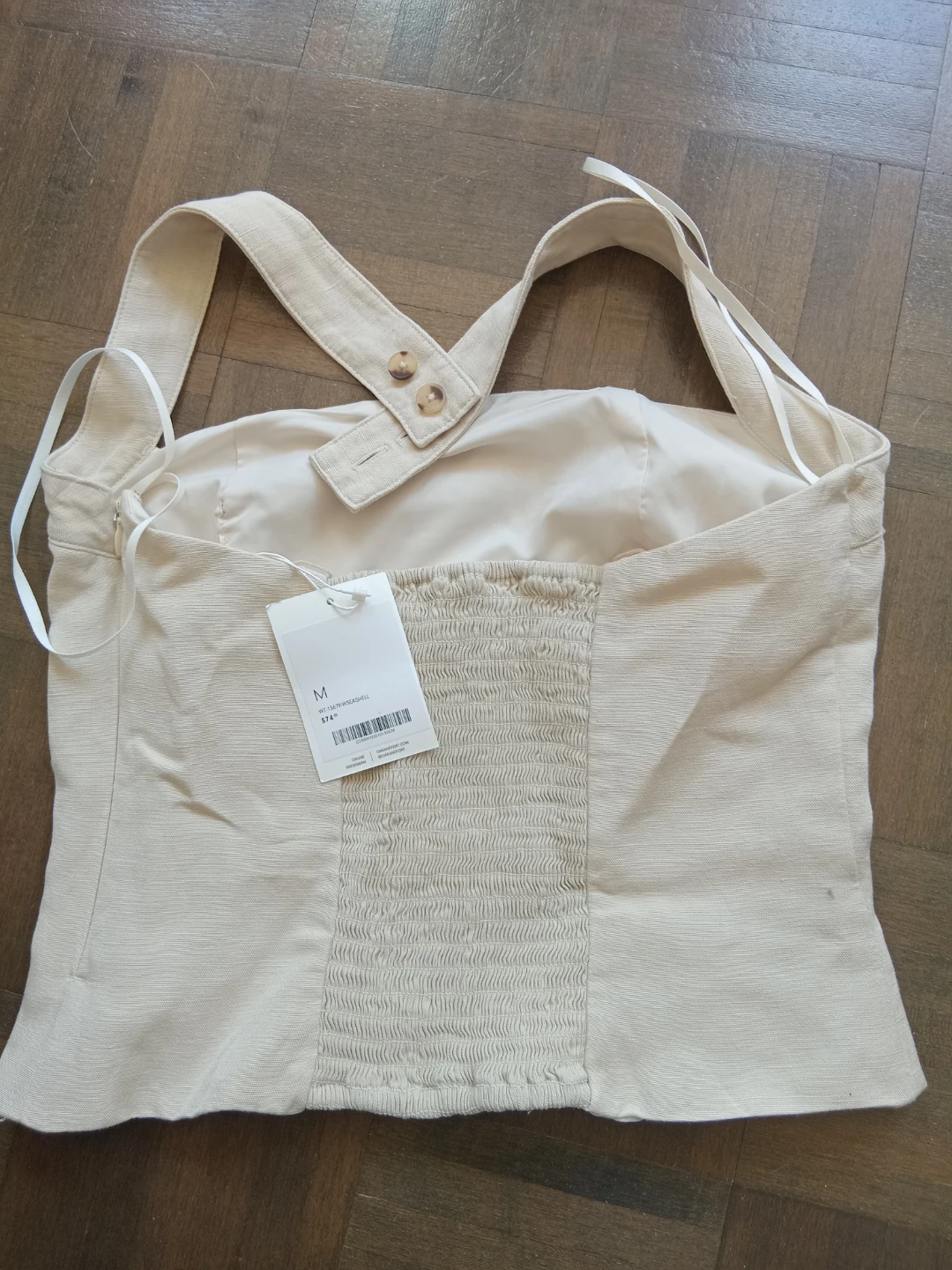 OAK + FORT Cream Linen Blend Halter Top - Size M