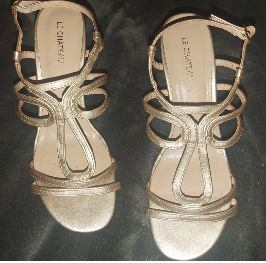 LE CHATEAU Gold Strappy Heeled Sandals