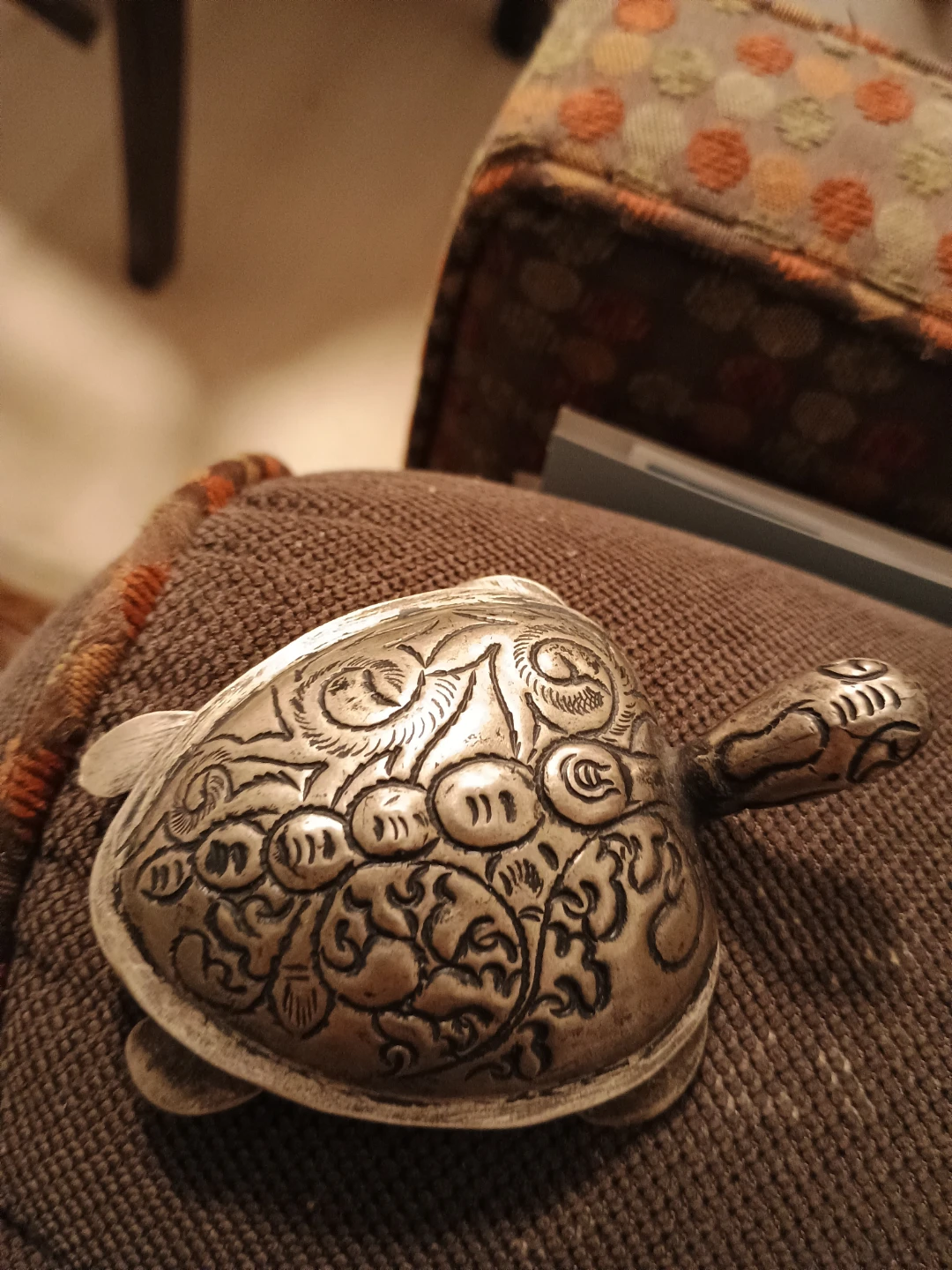 Ornate Silver Turtle Trinket Dish