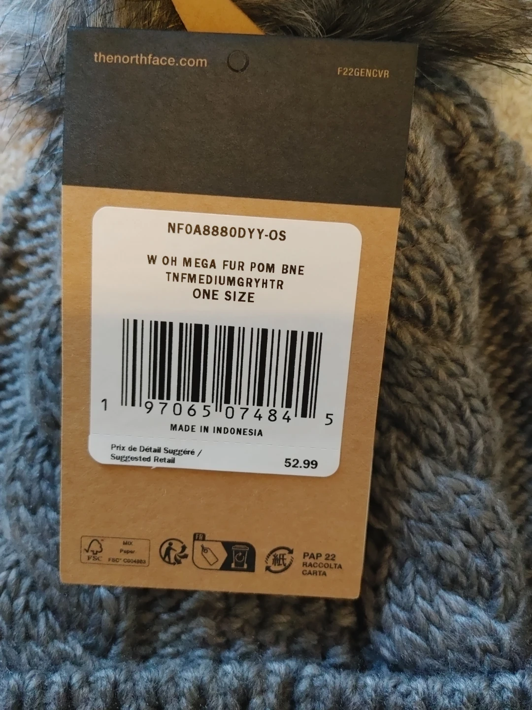 The North Face Oh Mega Fur Pom Beanie - Grey - One Size - photo 2