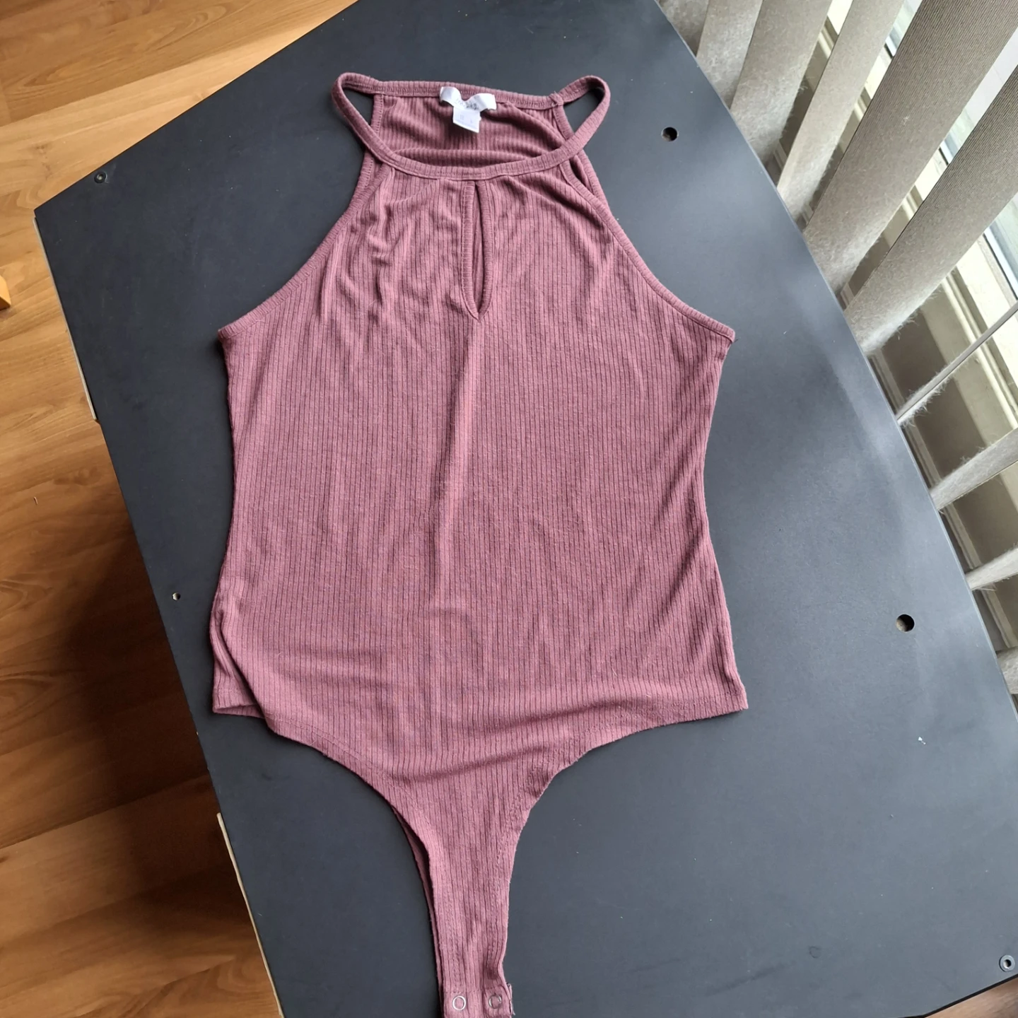 Ribbed Halter Bodysuit Mauve