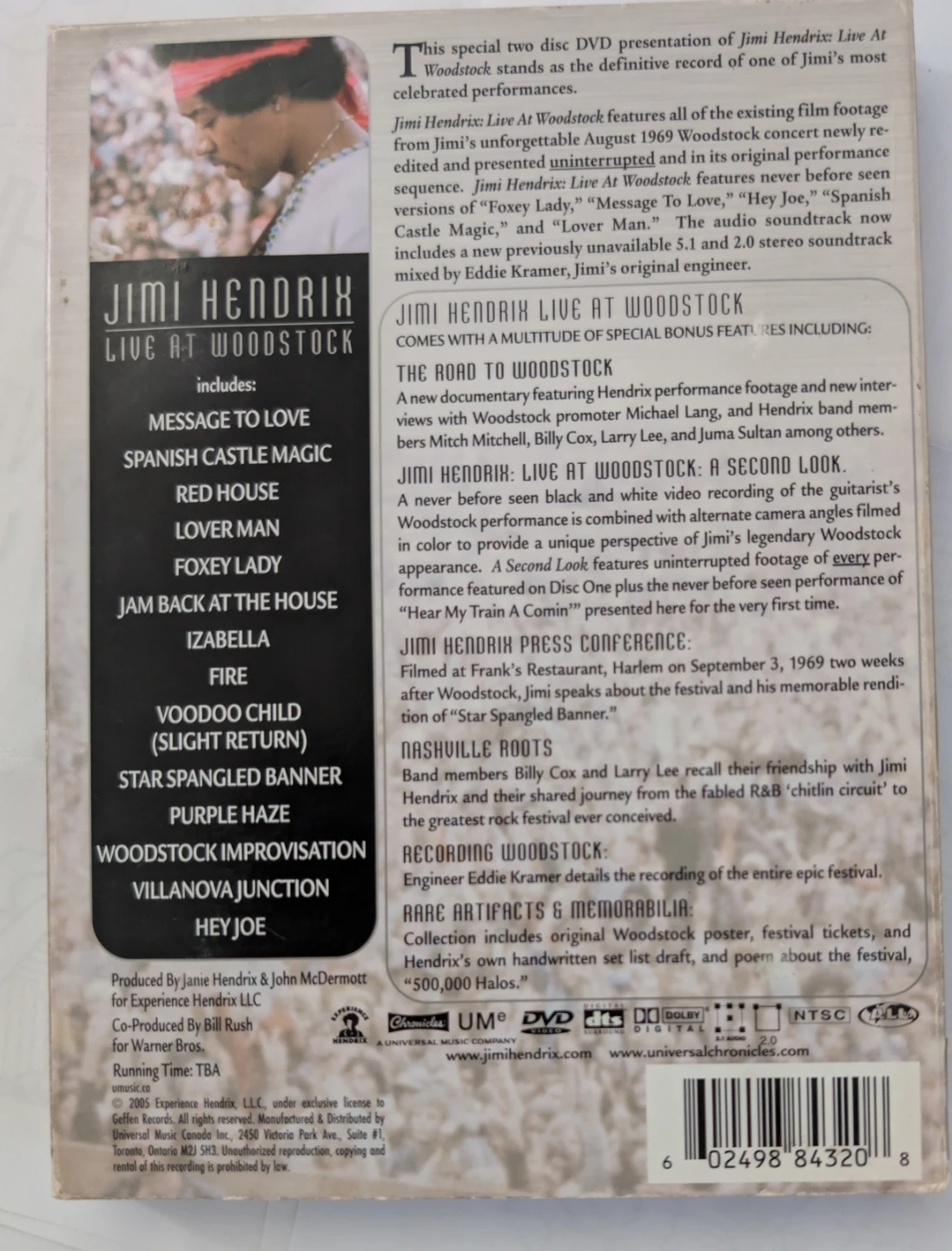 Jimi Hendrix Live at Woodstock Definitive 2 DVD Collection - photo 2