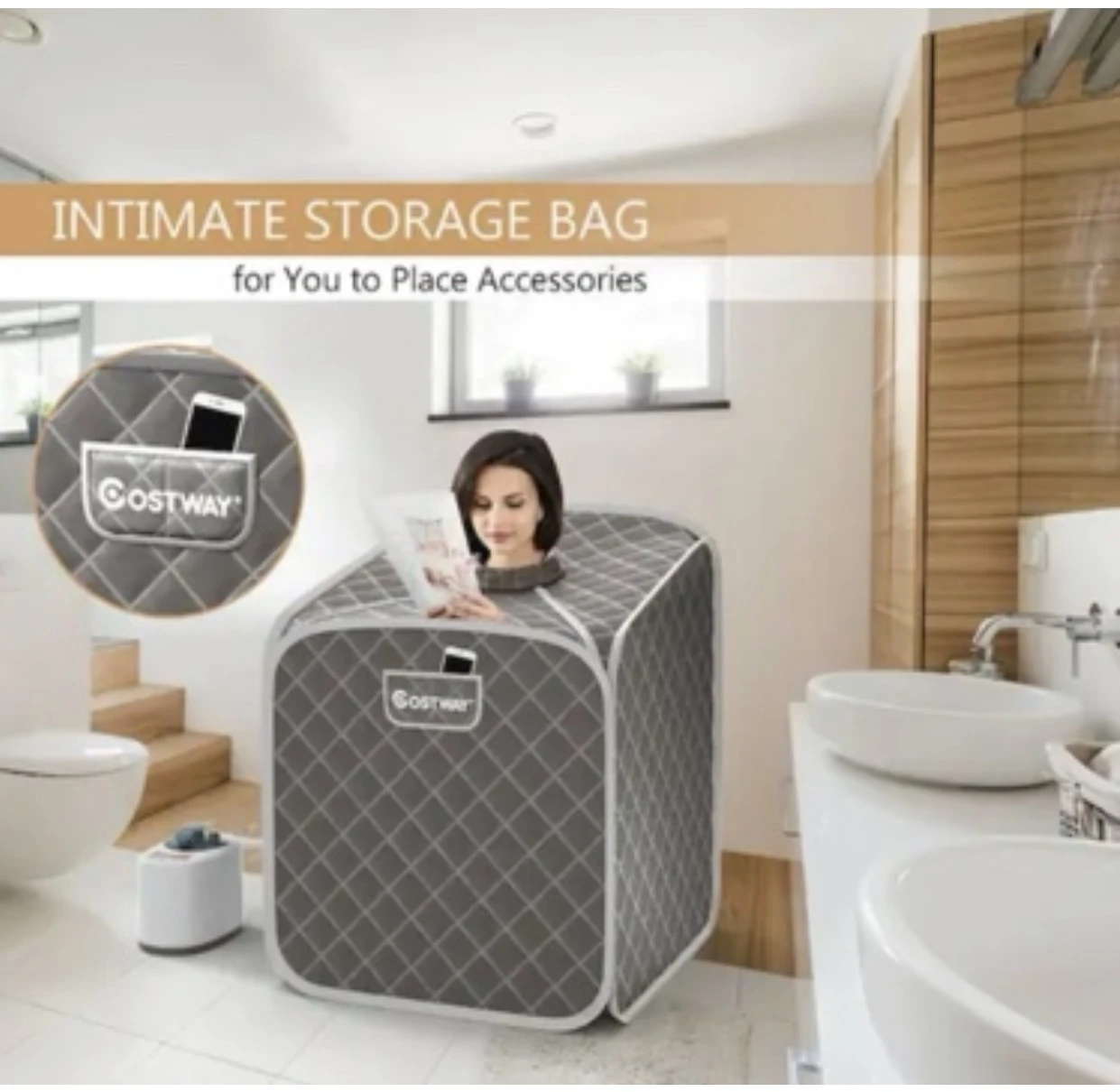 COSTWAY Portable Steam Sauna Tent - photo 3