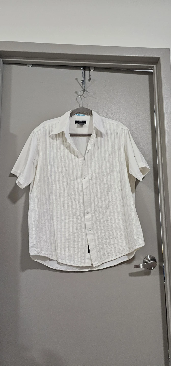 J. Ferrar Modern Fit White Short Sleeve Button-Up Shirt