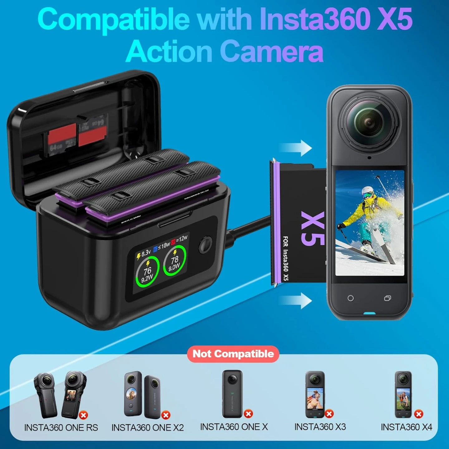 Dual Battery Charger for Insta360 X5 - photo 5
