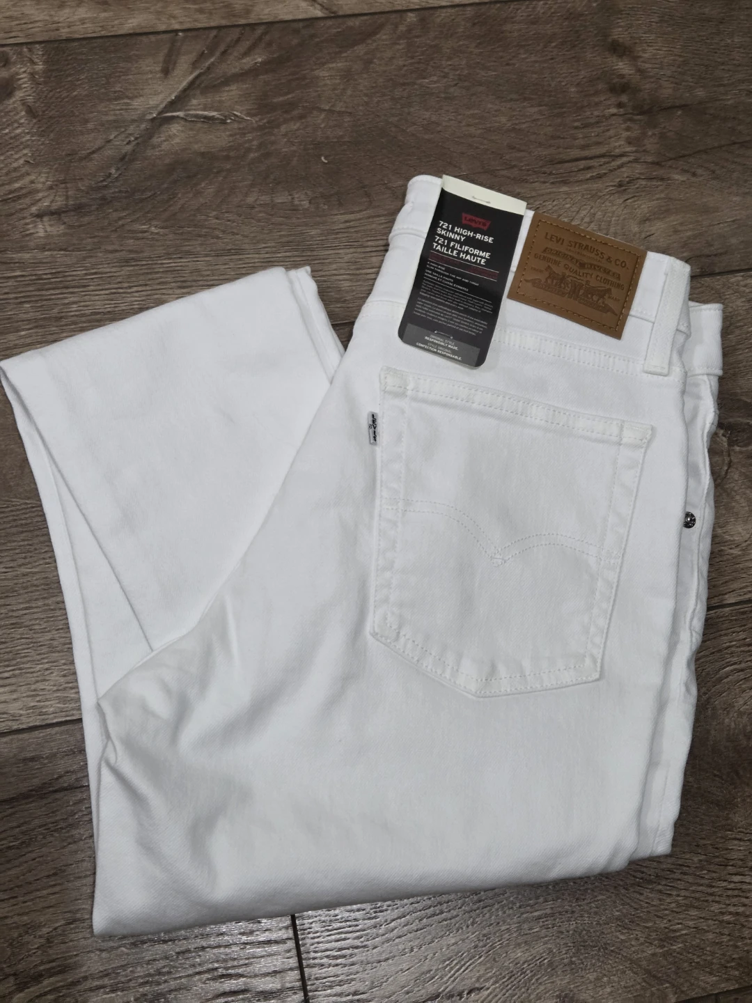 New Levi's 721 High Rise Skinny Jeans White Women's Size 30