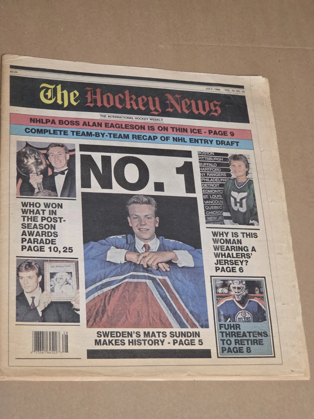 Vintage 1989 The Hockey News Magazine Mats Sundin #1 Draft Cover