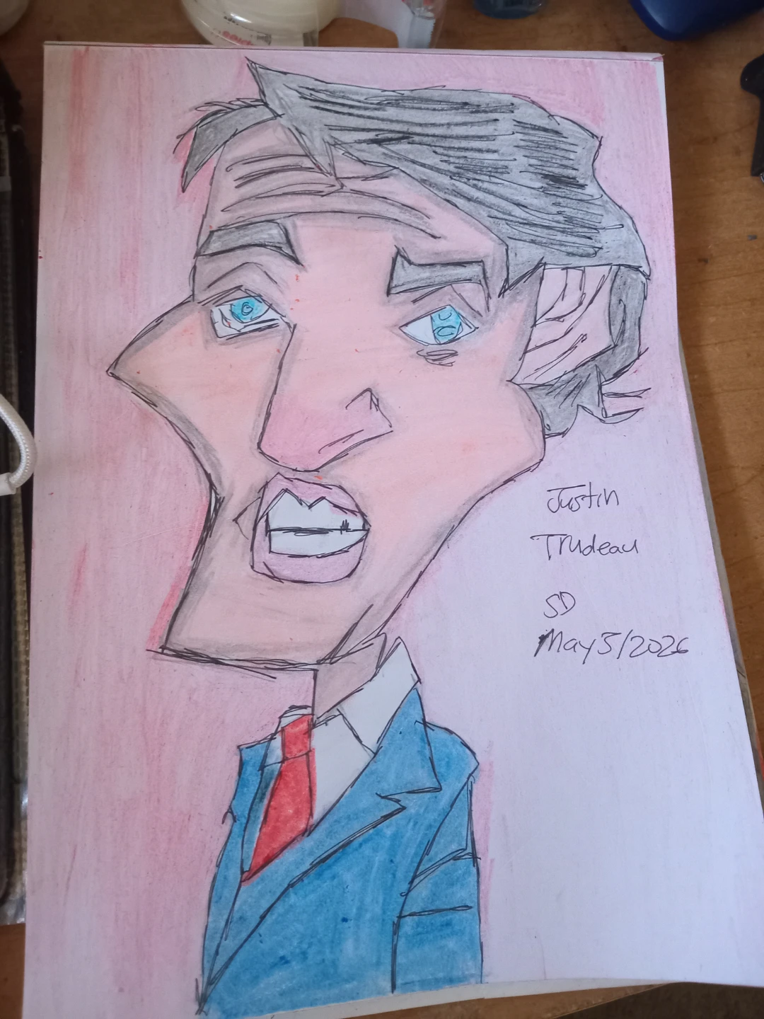 JUSTIN TRUDEAU DRAWING BY CUSTOM ARTIST SHERWIN