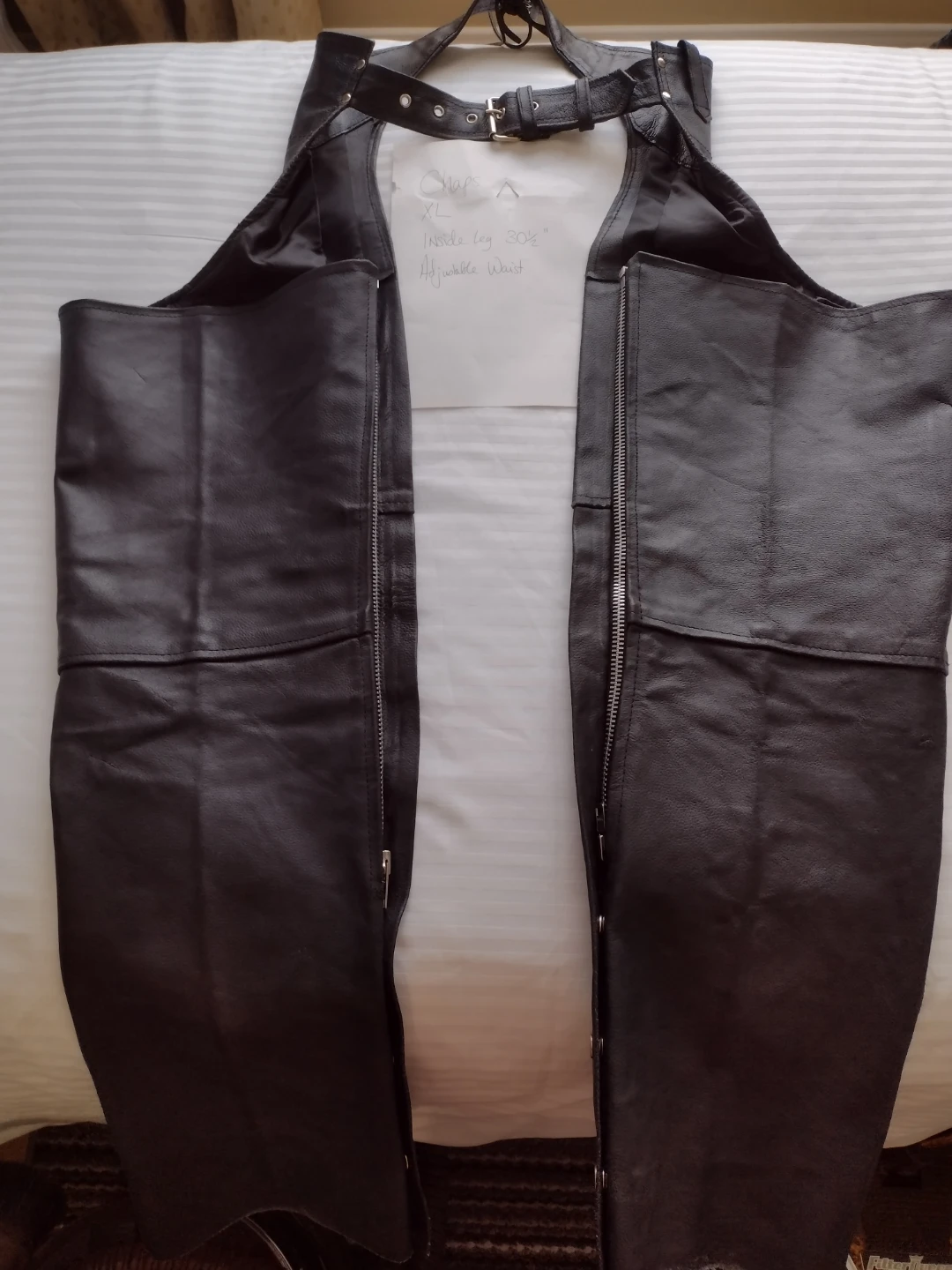 Leather Motorcycle Chaps - Adjustable Waist M/L - photo 3