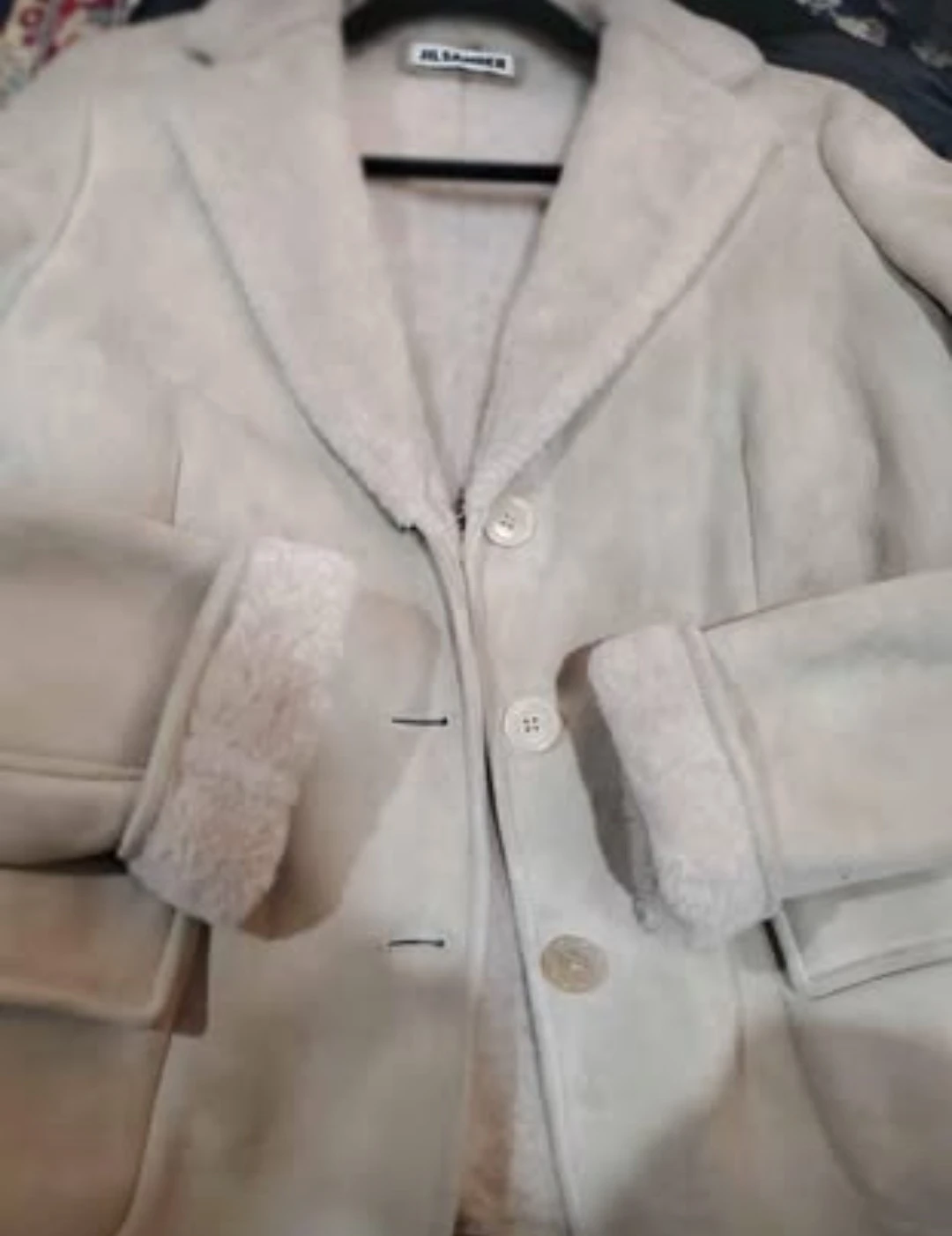 Jil Sander Beige Suede Leather Shearling Lined Blazer Jacket - photo 3