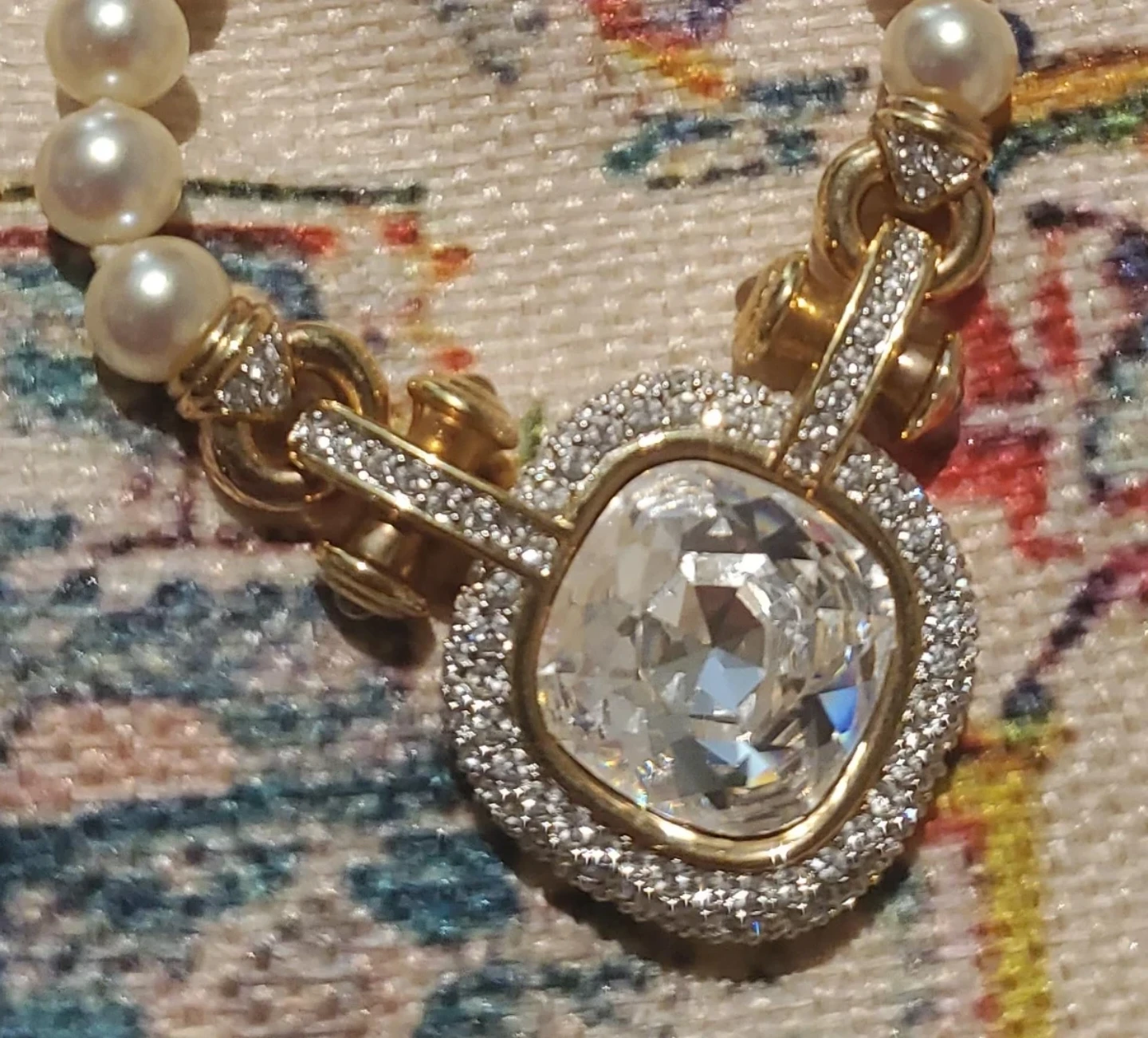 Pearl Necklace with Large Crystal Pendant - photo 3