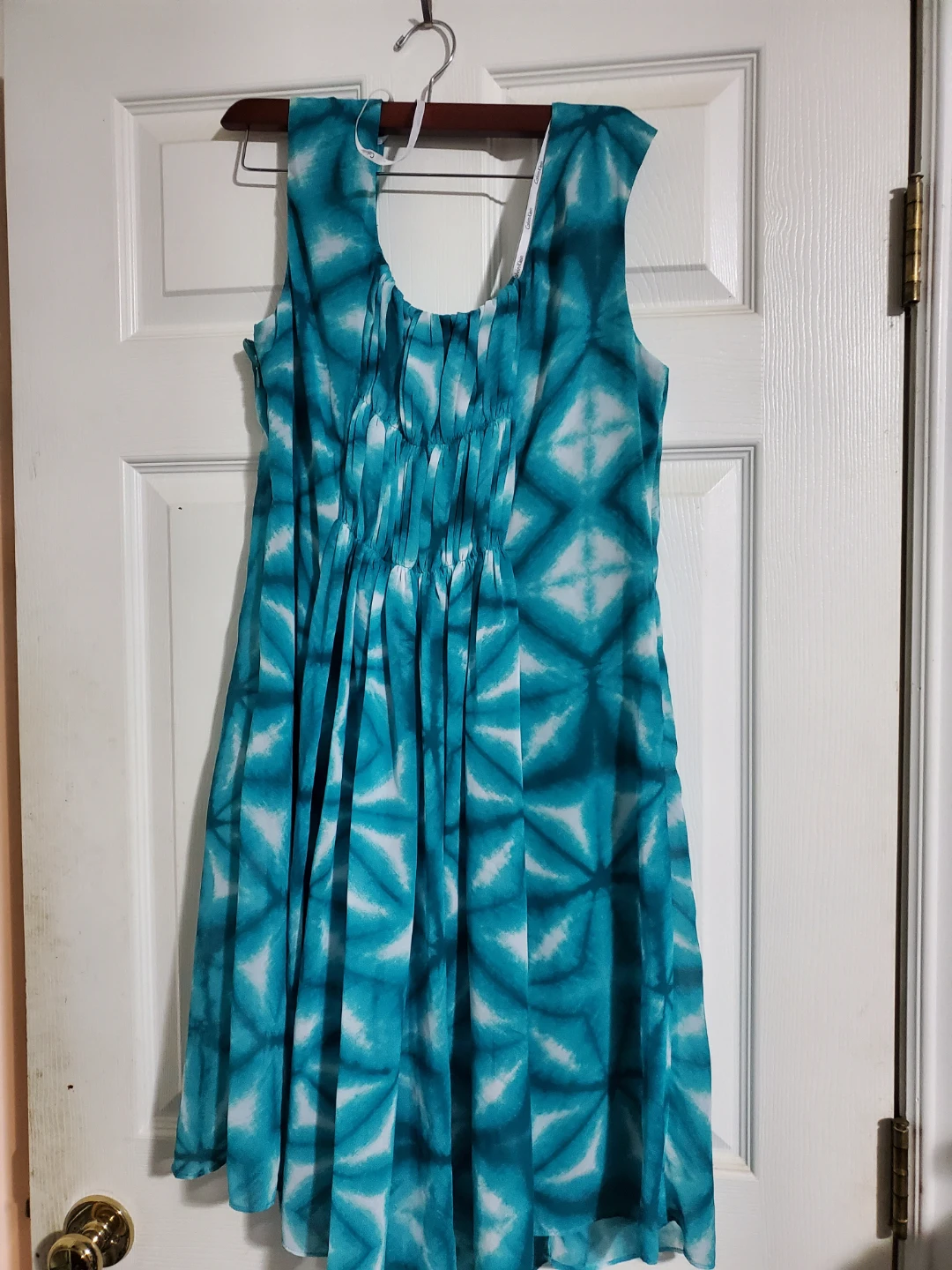 Calvin Klein Blue & White Tie-Dye Sleeveless Dress - Size 12 - photo 2