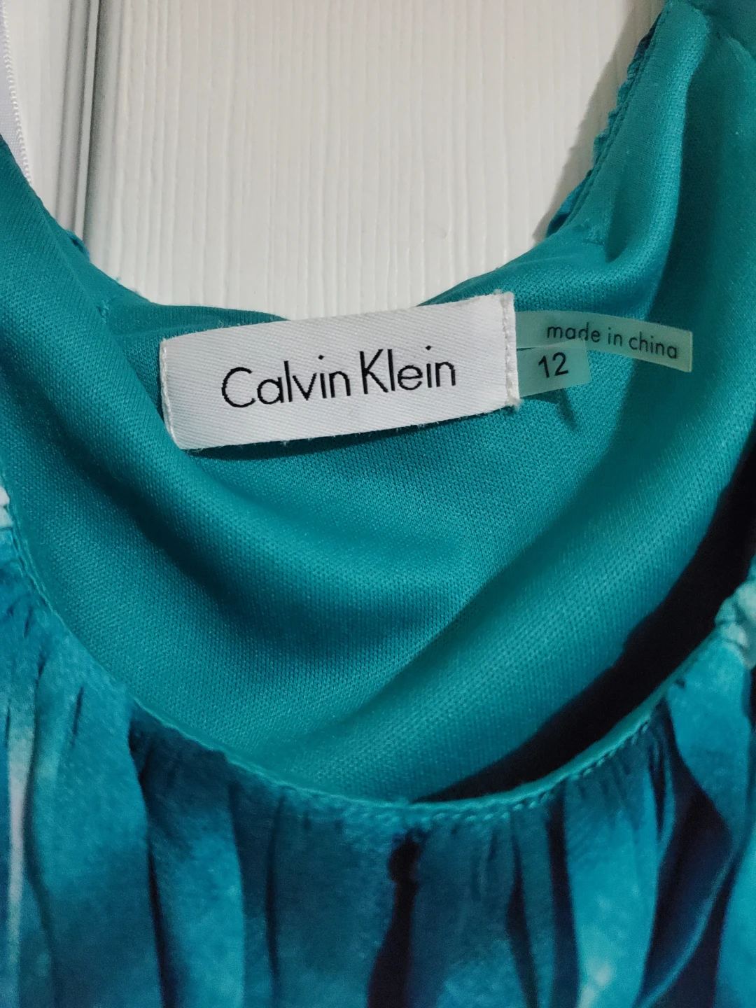 Calvin Klein Blue & White Tie-Dye Sleeveless Dress - Size 12 - photo 3