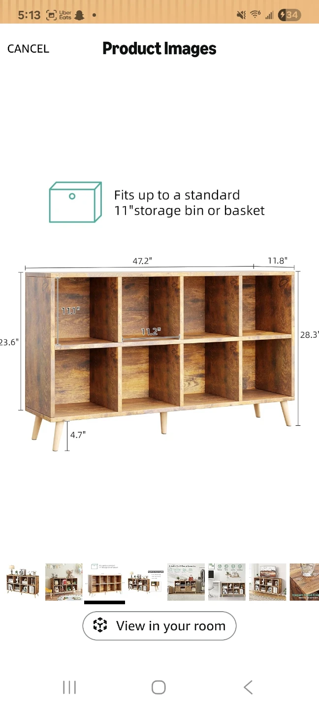 Rustic Brown 8-Cube Storage Shelf - photo 3