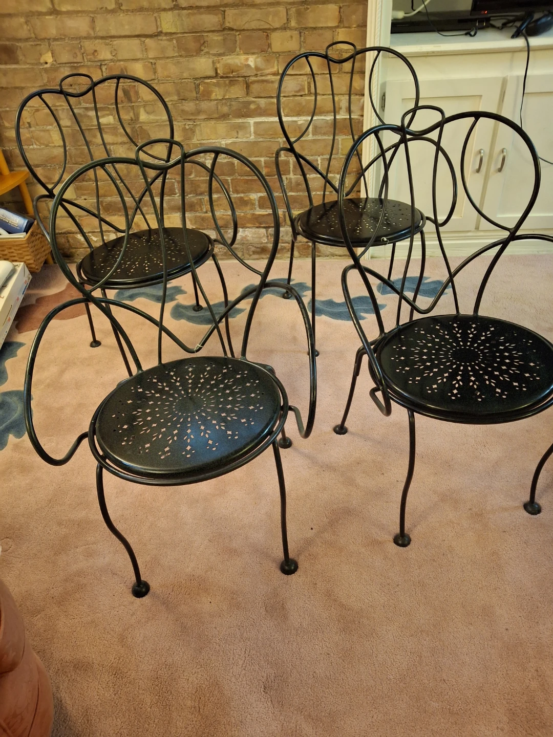 Set of 4 Black Metal Outdoor Chairs