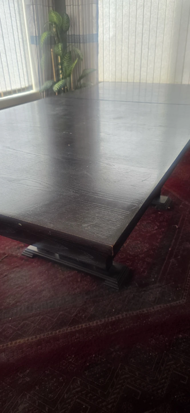 Dark Wood Dining Table with Pedestal Base - photo 3