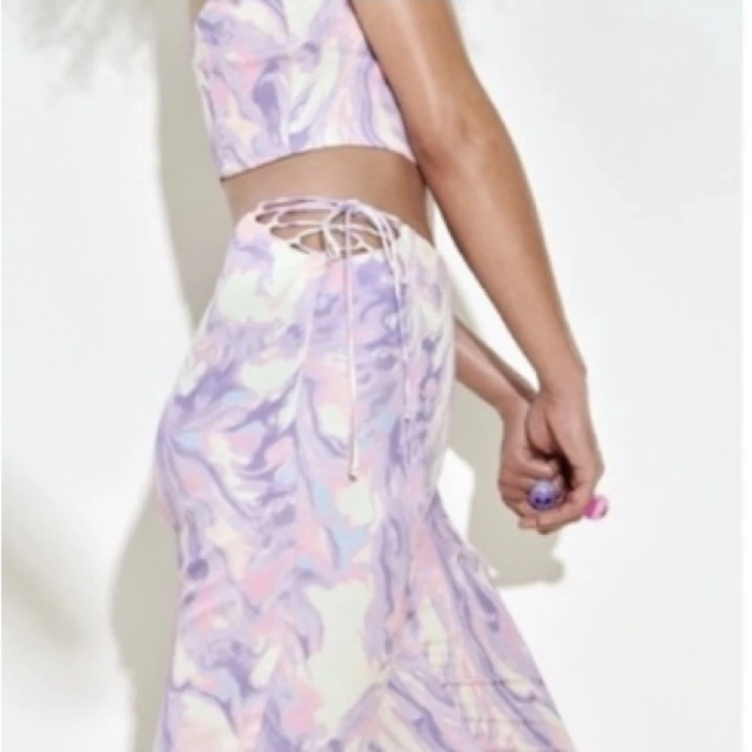 ZARA Purple Marble High Waist Flare Pants NWOT - photo 3