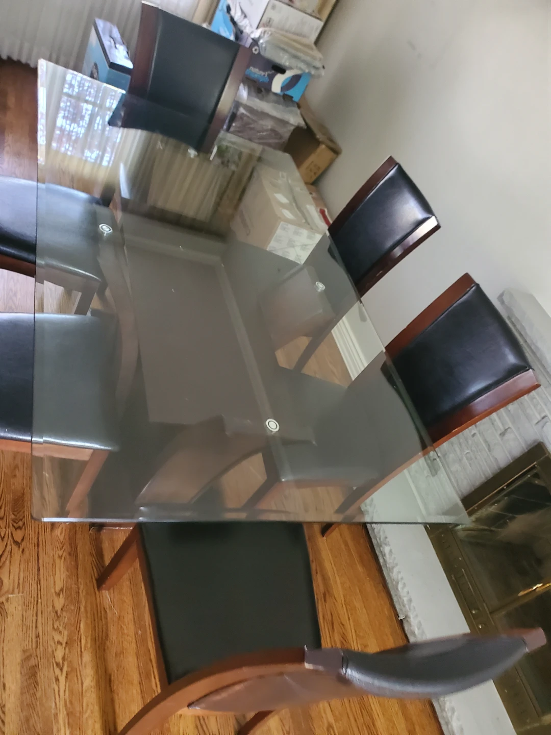 Glass Dining Table with 6 Chairs