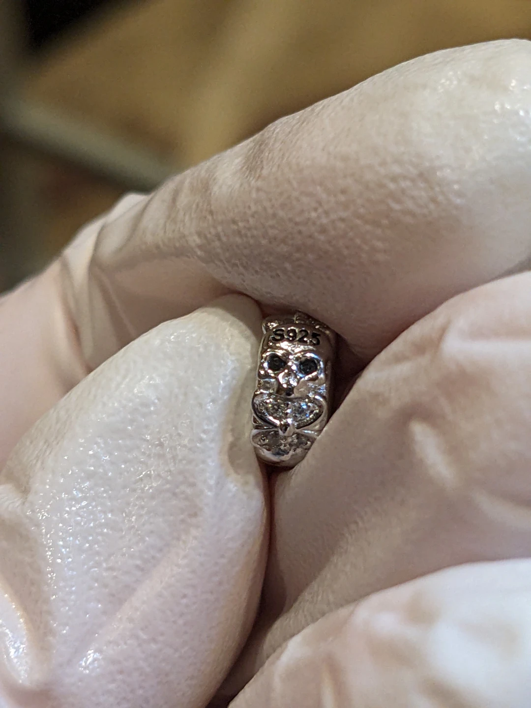 Two Sterling Silver Skull Charm Beads - photo 3
