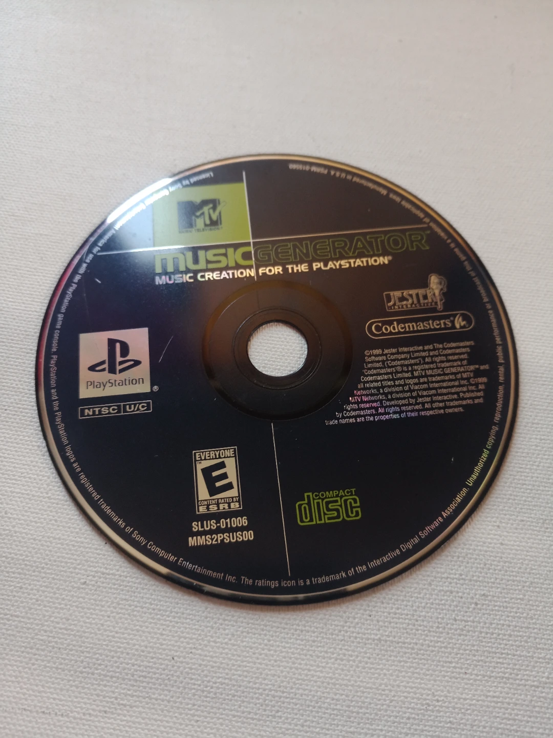 MTV Music Generator for PlayStation PS1 Game Disc