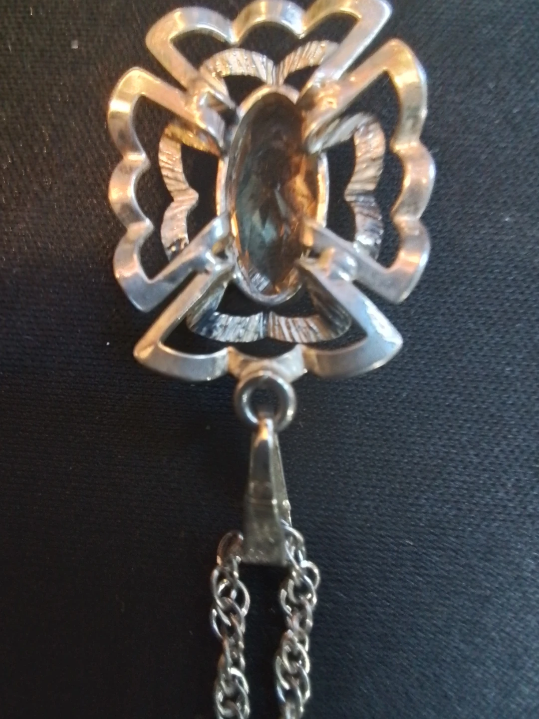 Vintage Silver & Citrine Shield Pendant Necklace - photo 5