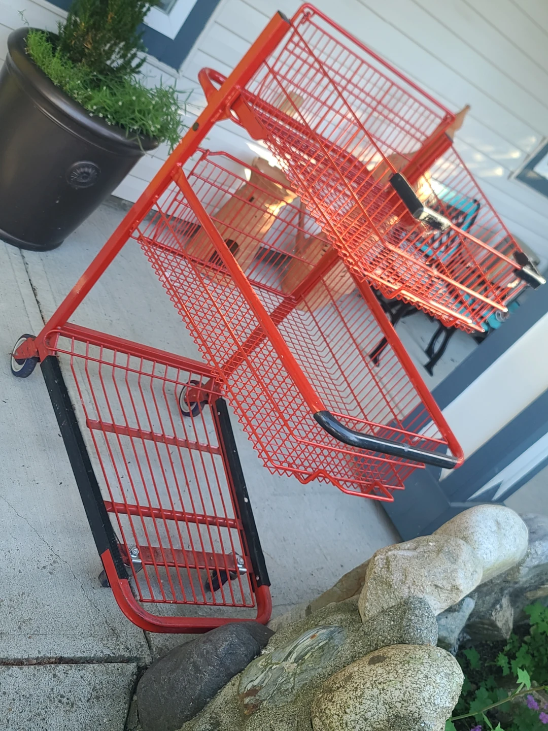 Heavy-Duty 3-Tier Rolling Utility Cart – Red Steel Wire Storage - photo 2