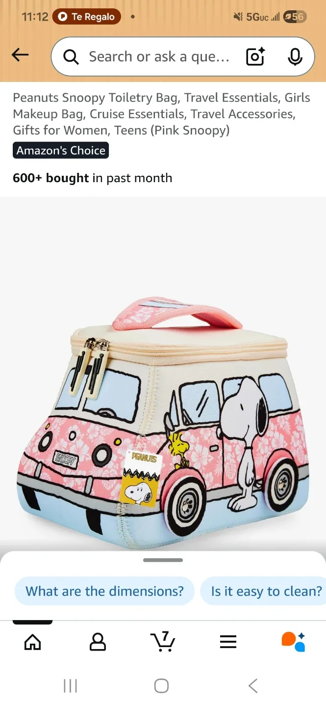 Peanuts Snoopy Toiletry Bag - Pink Van Design