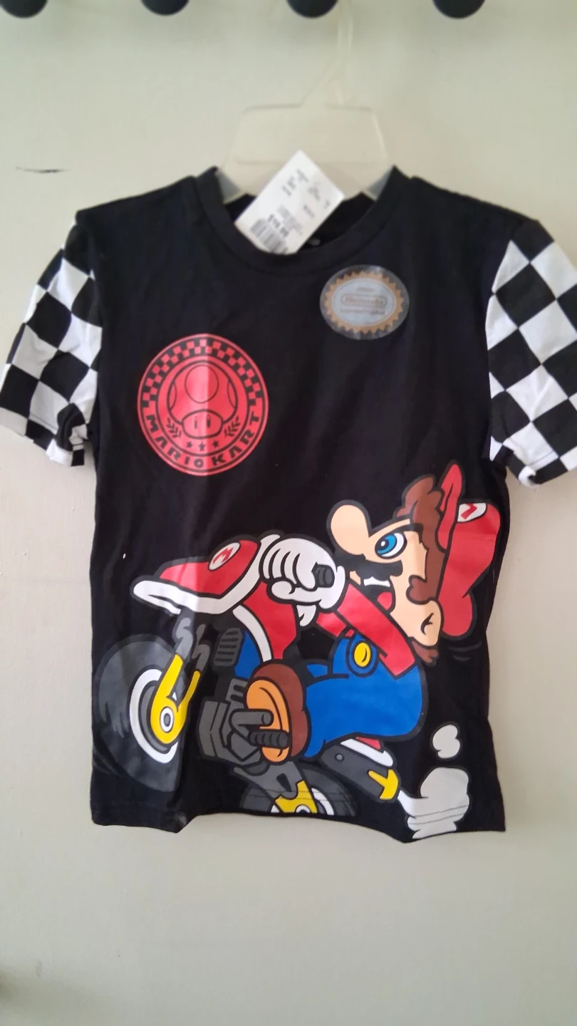 Nintendo Mario Kart T-Shirt with Checkered Sleeves
