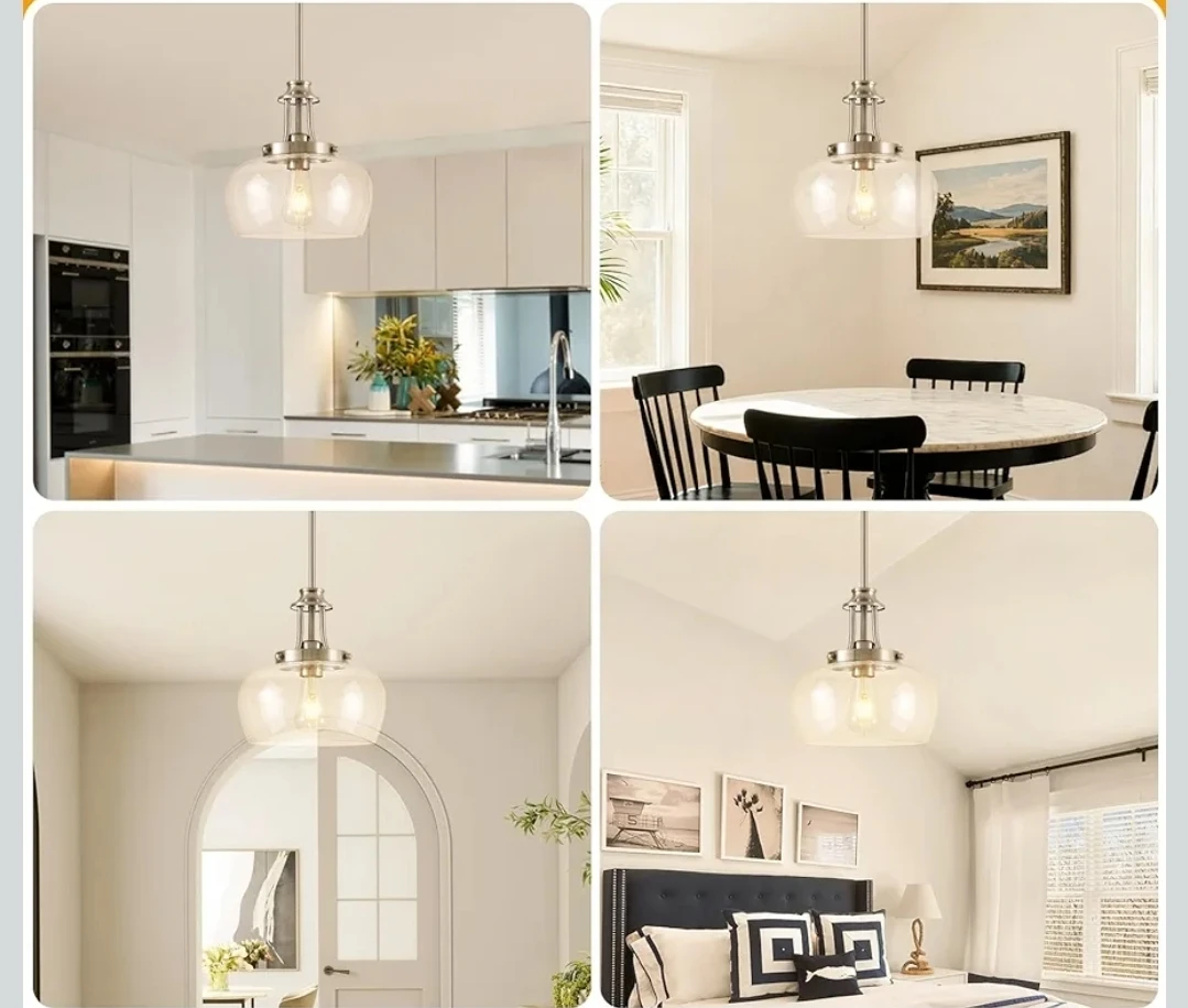 Modern Pendant Light - Brushed Nickel & Clear Glass (1 Pack) - photo 5