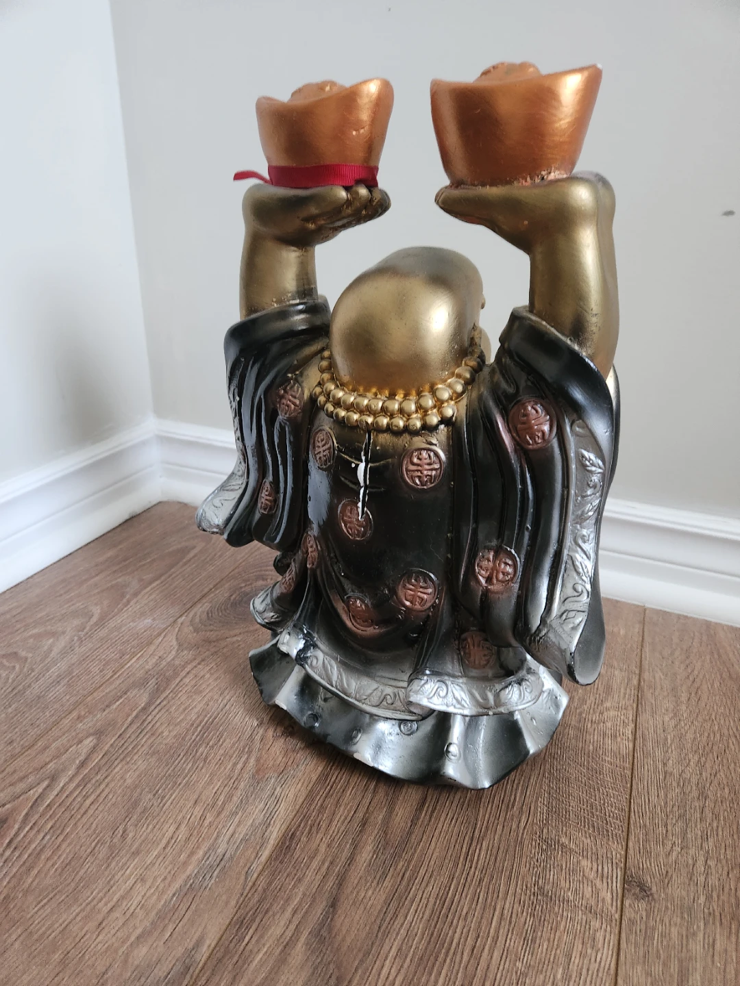 Laughing Buddha Statue with Gold Ingots. Large. - photo 3