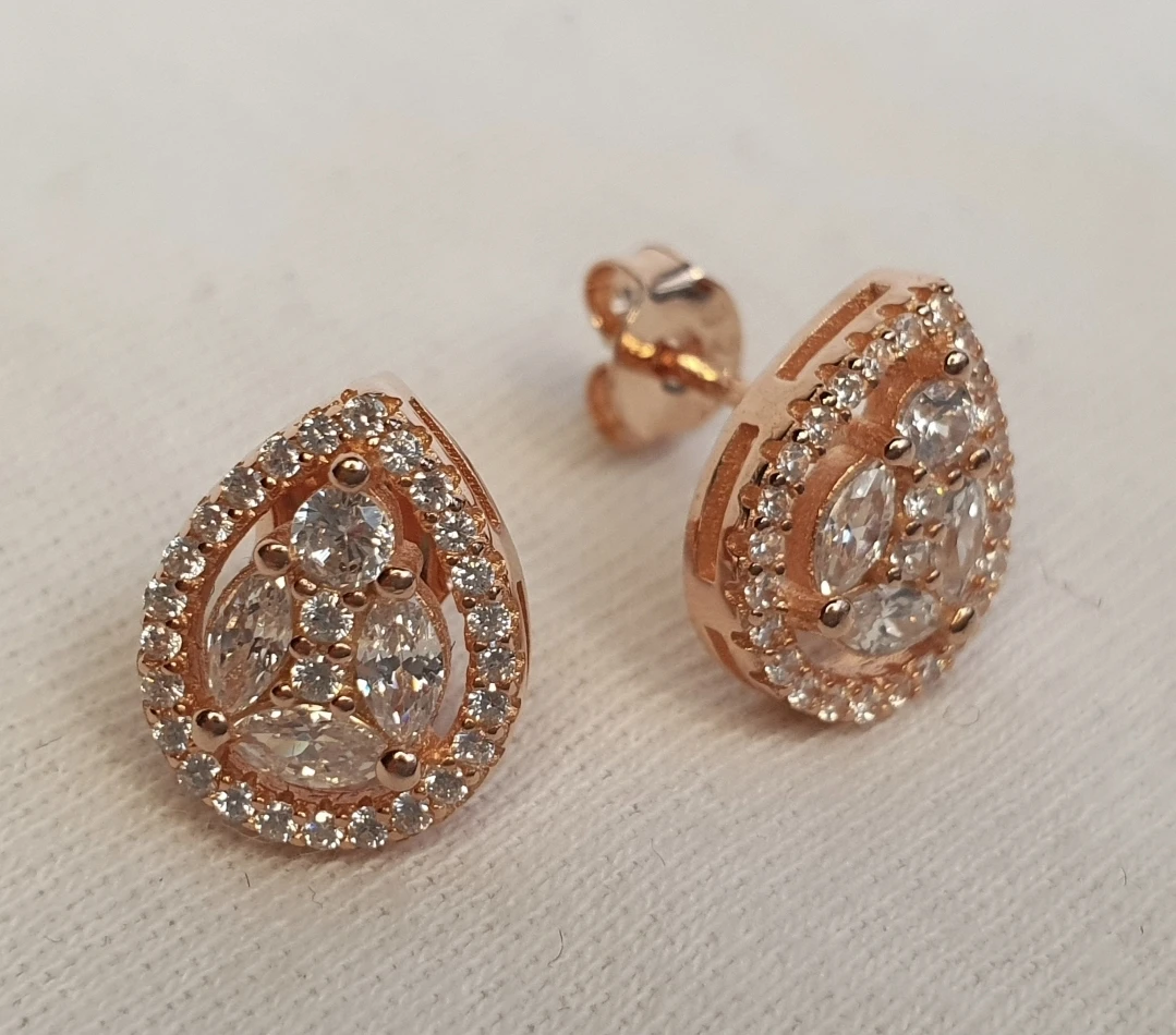 925 Silver, Rose Gold polished Studs