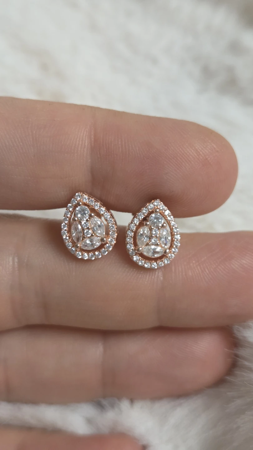 925 Silver, Rose Gold polished Studs - photo 2