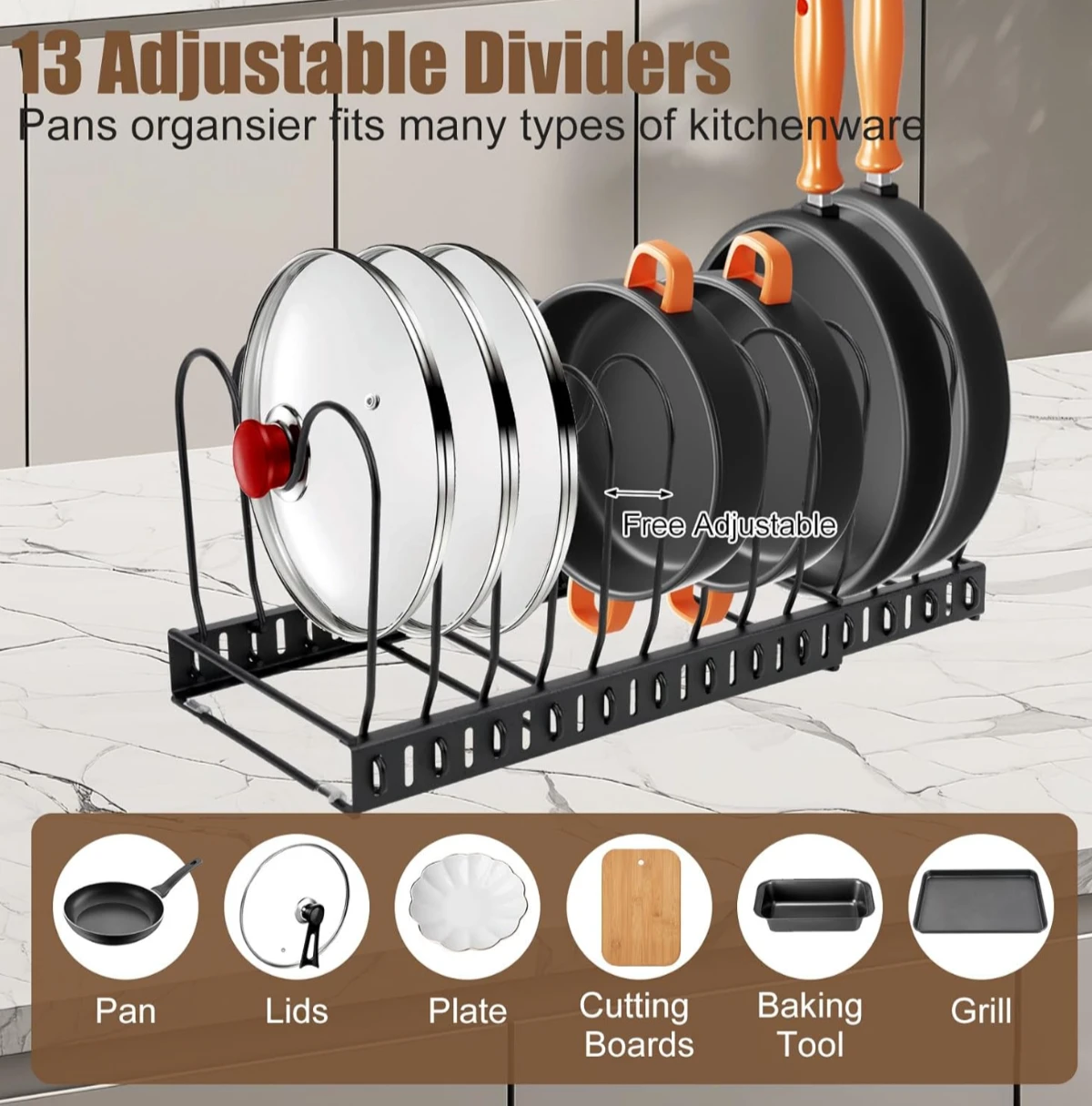 Brand New Pot/Pot Cover Rack (Adjustable 5 Levels) - photo 5