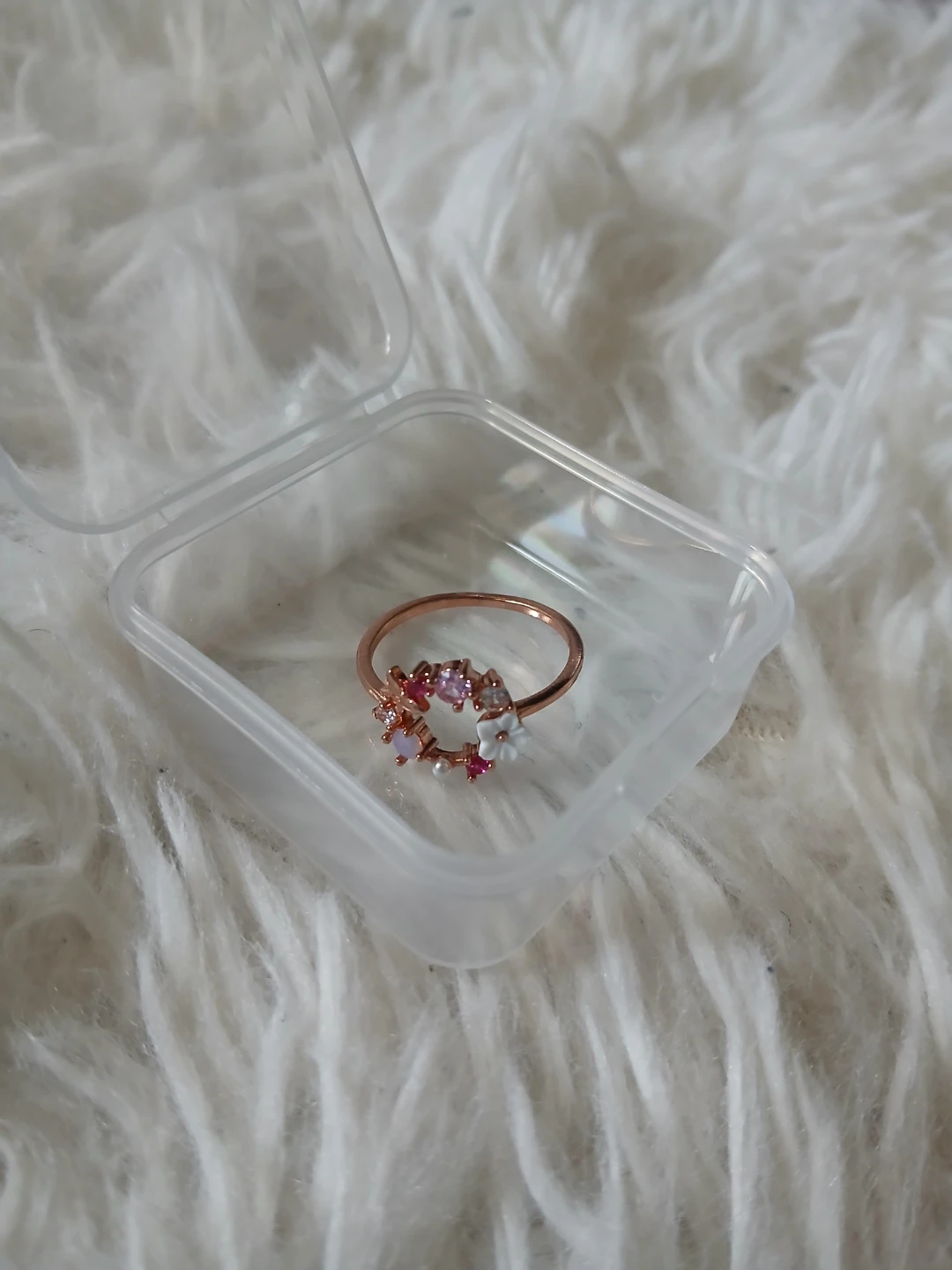 Floral Ring with White Flowers and Pink Accents