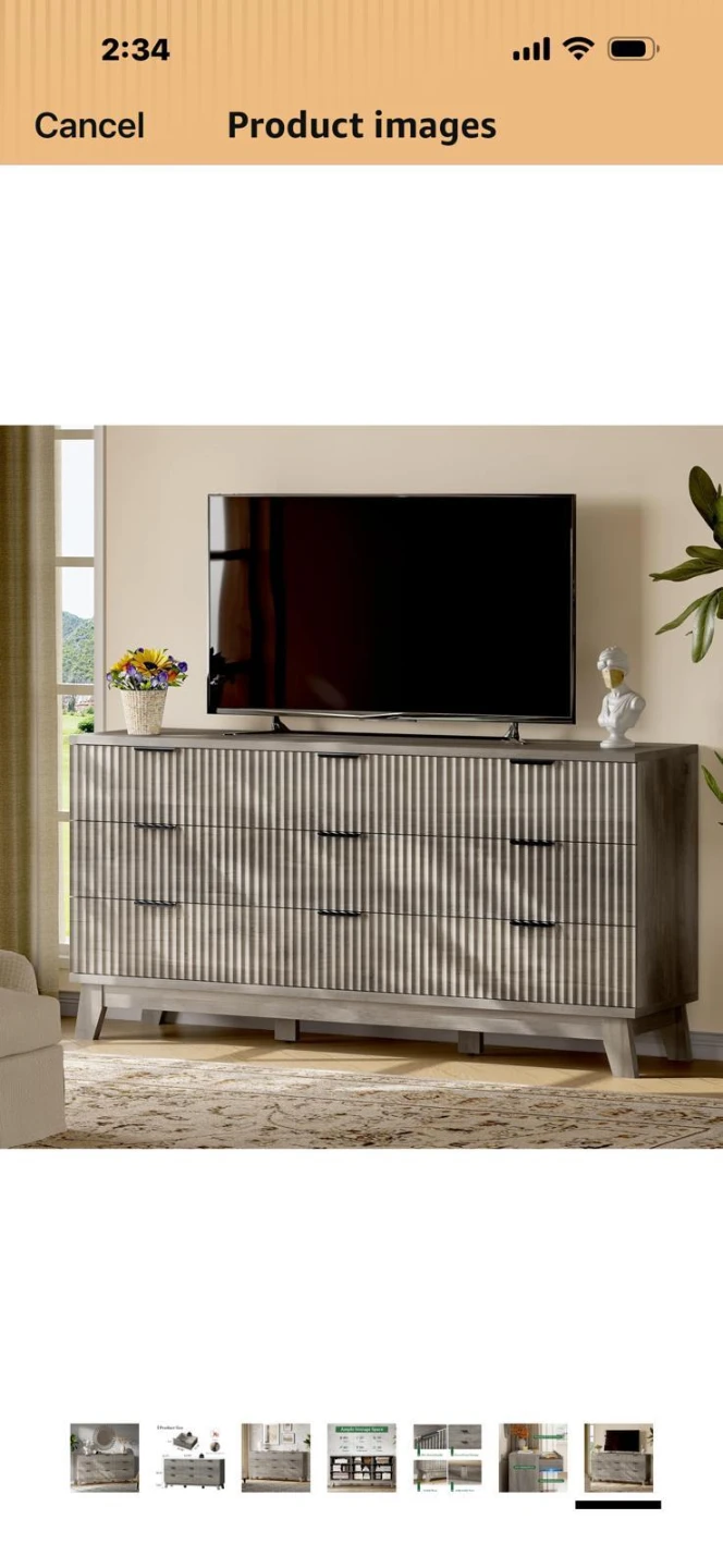 Gray Wood 6-Drawer Dresser