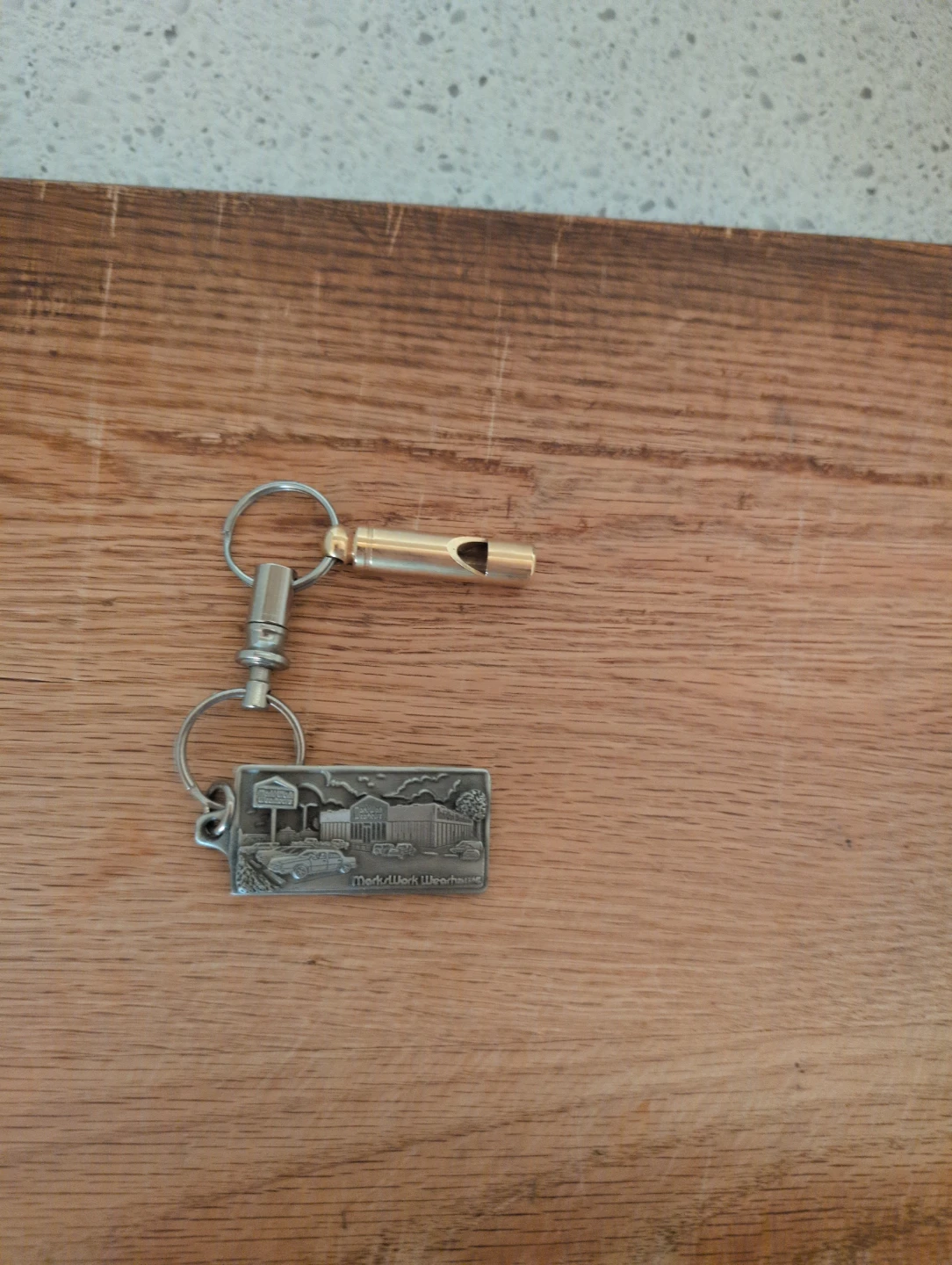 Keychain with Brass Whistle and Medallion