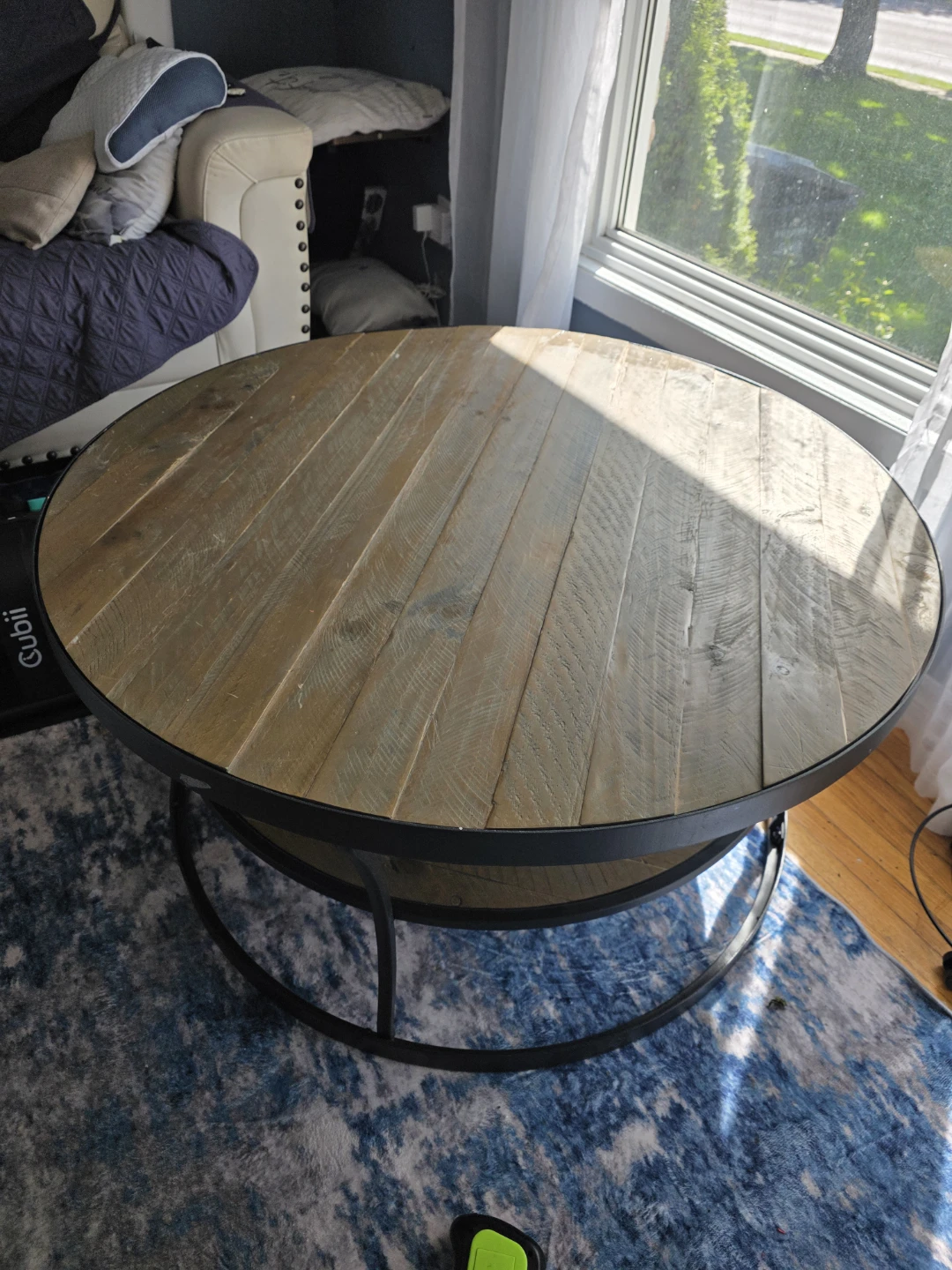 Round Wood and Metal Coffee Table - photo 2