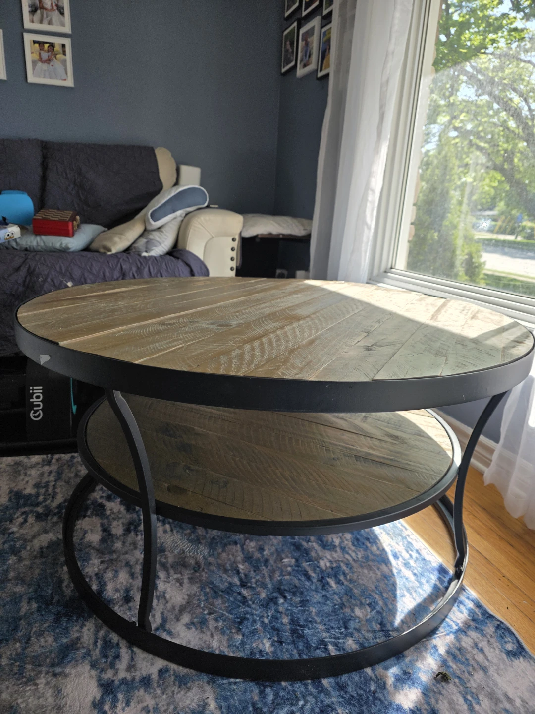 Round Wood and Metal Coffee Table - photo 3