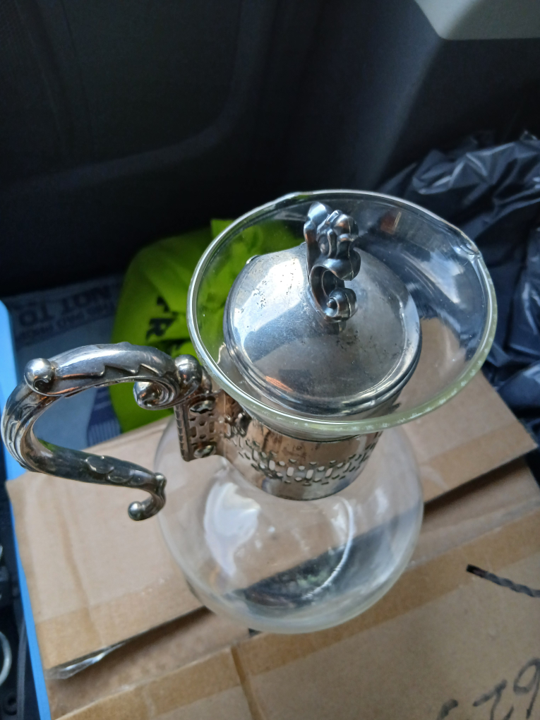Vintage Glass and Silver Plate Coffee Pot/Carafe - photo 2