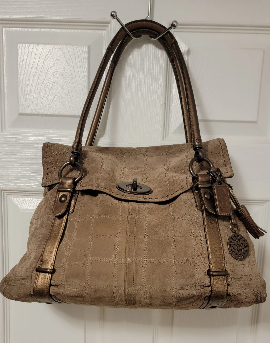 Coach Hampton Stitch Flint Suede Carryall Limited Edition