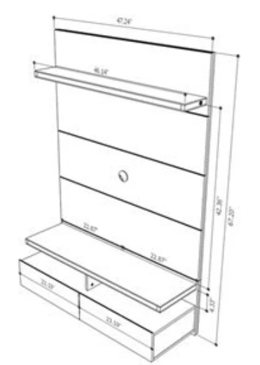 Black TV Wall Mount Unit with Shelves and Drawers - photo 5