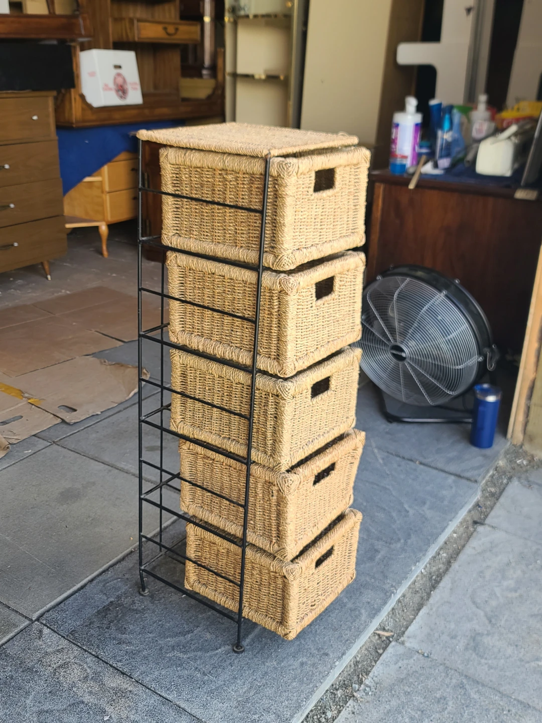 Wicker Basket Storage Tower with Metal Frame - photo 4