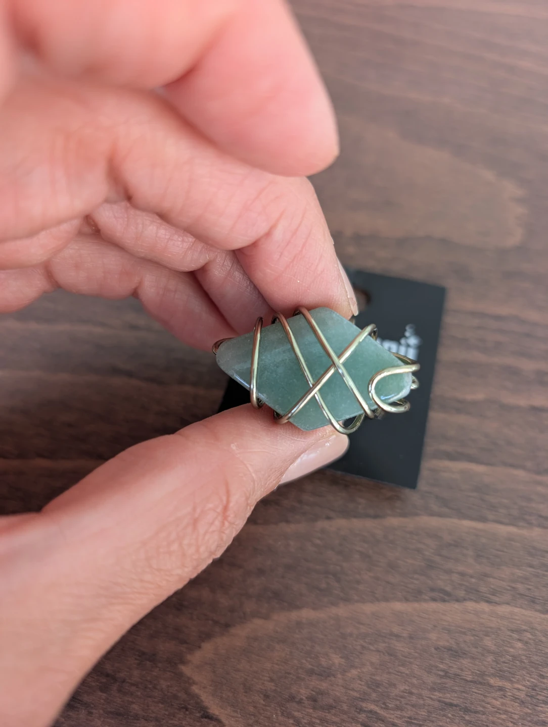 Sage Green Stone Wire Wrapped Ring - photo 3