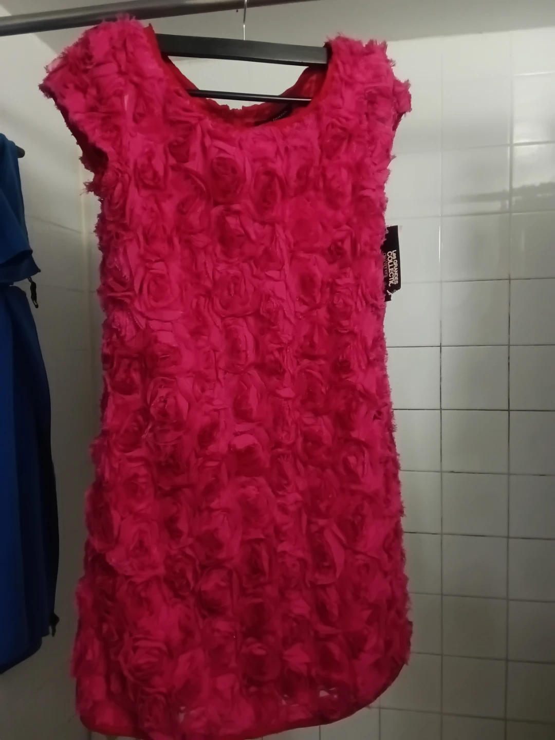 Hot Pink Rose Embellished Dress